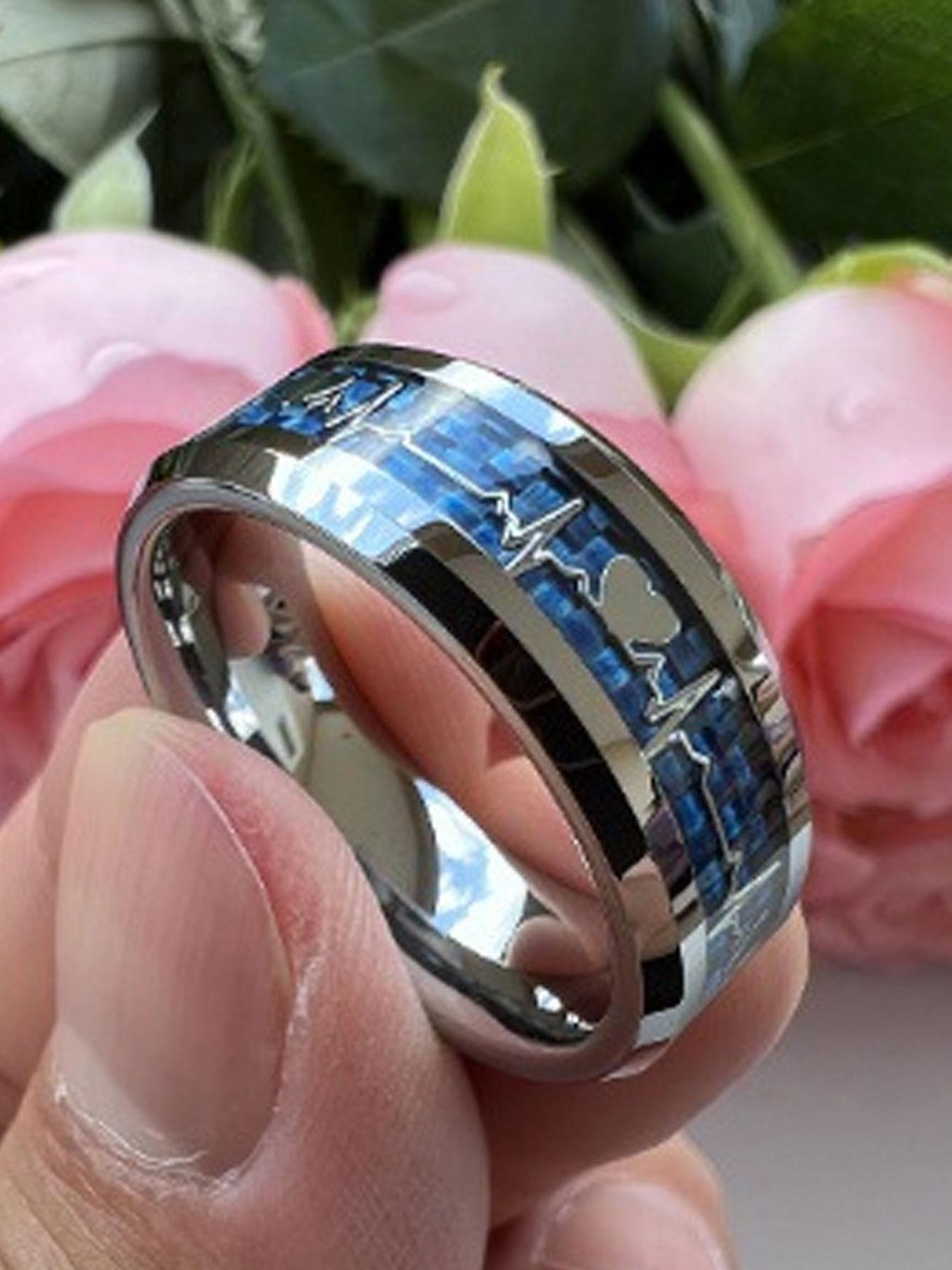 Stainless Steel Ring, Fashion Heartbeat Design Ring for Party, Daily Decor, Trendy All-match & Exquisite Jewelry for Birthday Gift, Statement Multi Ring