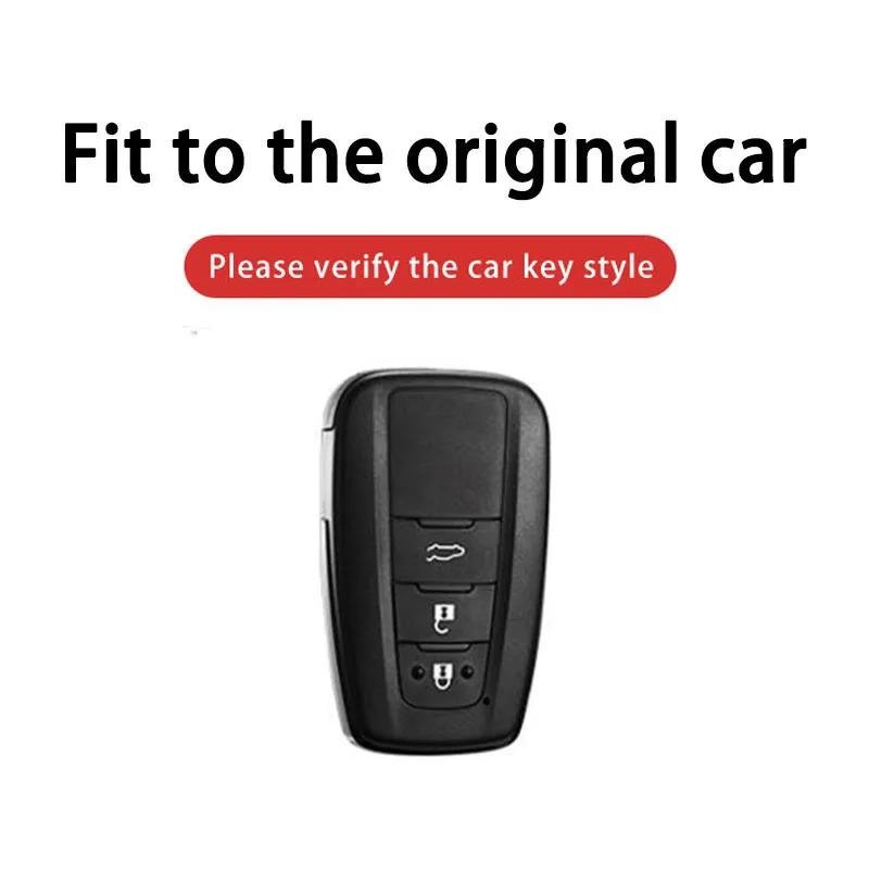 Toyota Car Key Fob Shell Case Zinc Alloy Leather for CHR Camry Corolla RAV4 Highlander C-HR Prius Land Cruiser Prado Keychain Accessories Gift for Men Family