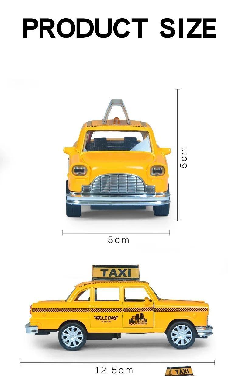 1/32 Retro Taxi Model Alloy Car Toy Miniature Car Collection Diecast Sound Light Kids Toys Children's Day Gift