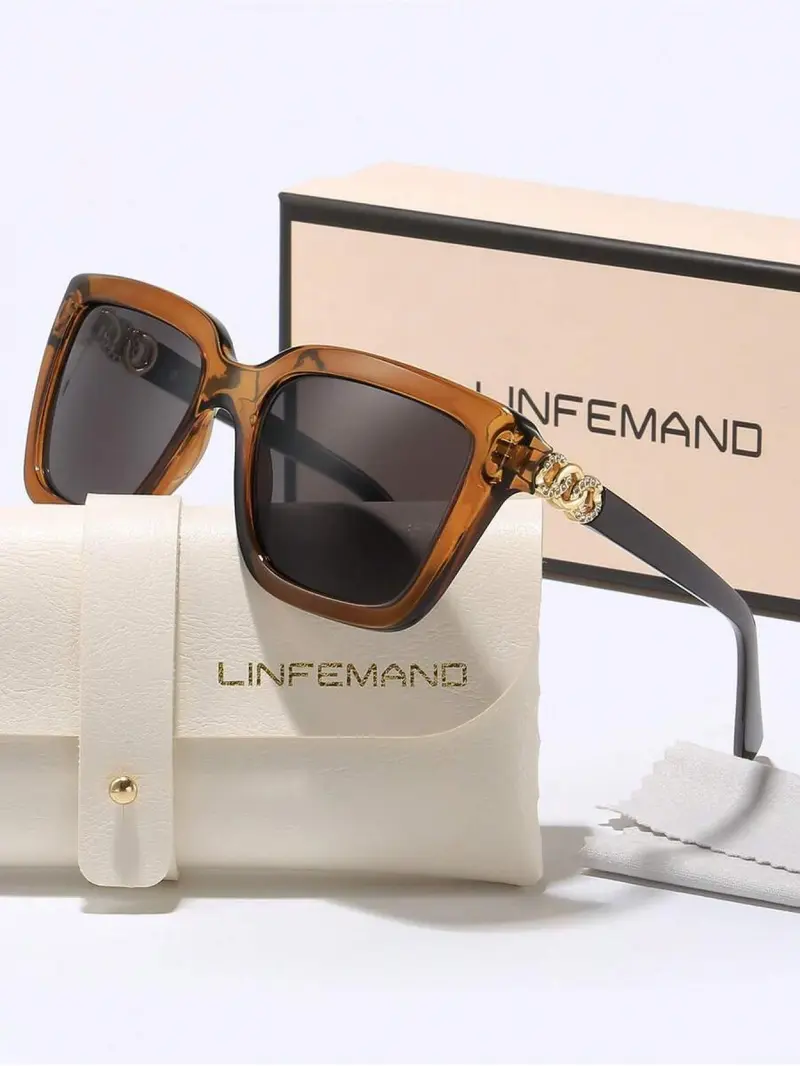 Lifemando Classic Square Frame Tinted Lens Sunglasses, Elegant Trendy Sunglasses for Women, Fashionable Shades for Everyday Use and Outdoor Activities, Summer Sunglasses, Sun Protective Sunglasses, Square Framed Sunglasses, Stylish Sunglasses
