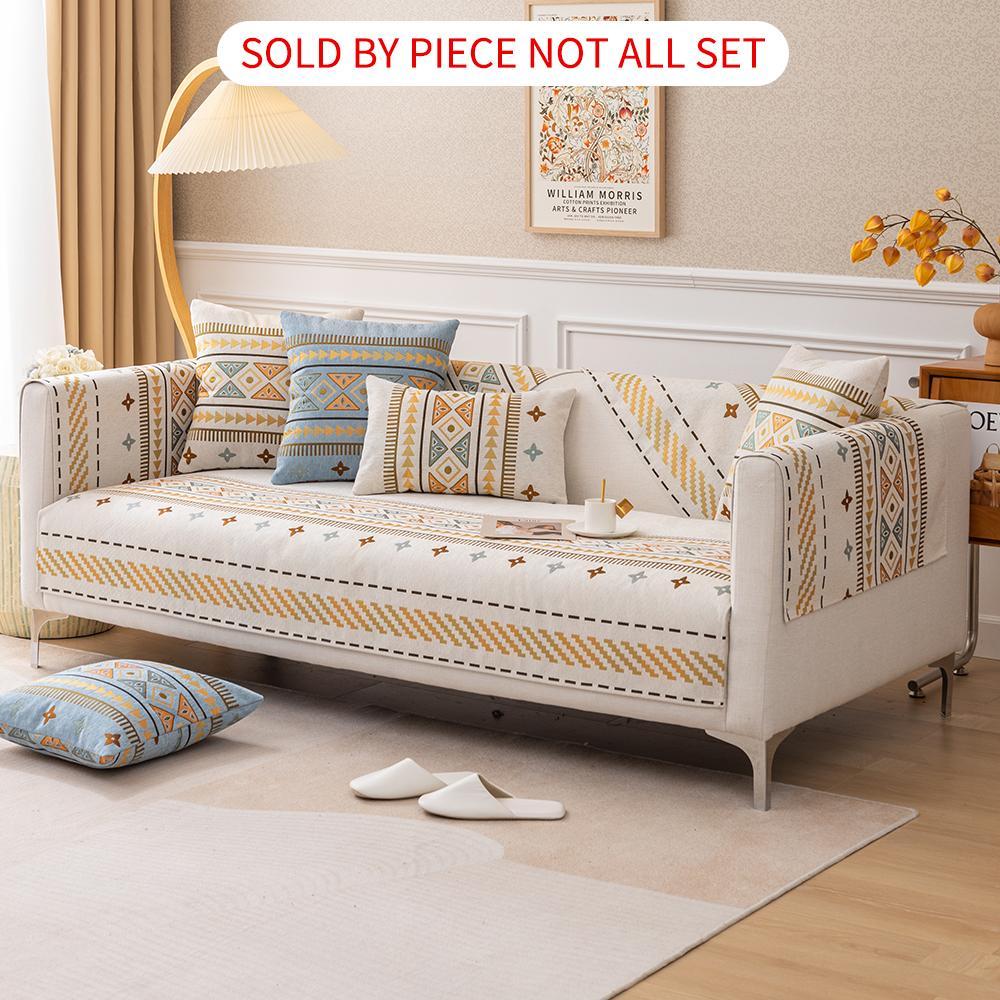 Boho Style Sofa Cover, Washable Sofa Slipcover, 1 Count Non-slip Sofa Towel/Pillowcase without Filler, Reusable Washable Sofa Protector for Home Living Room