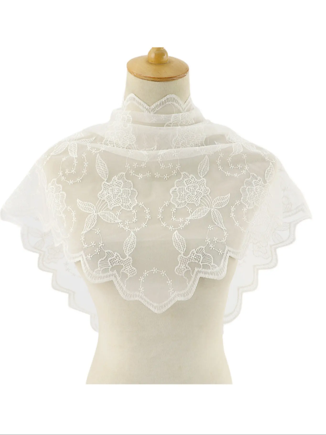 Elegant Lace Embroidered Triangle Headscarf, Breathable Versatile Bridal Church Wedding Veil Accessory, Perfect for Special Occasions, Decorative Scarf