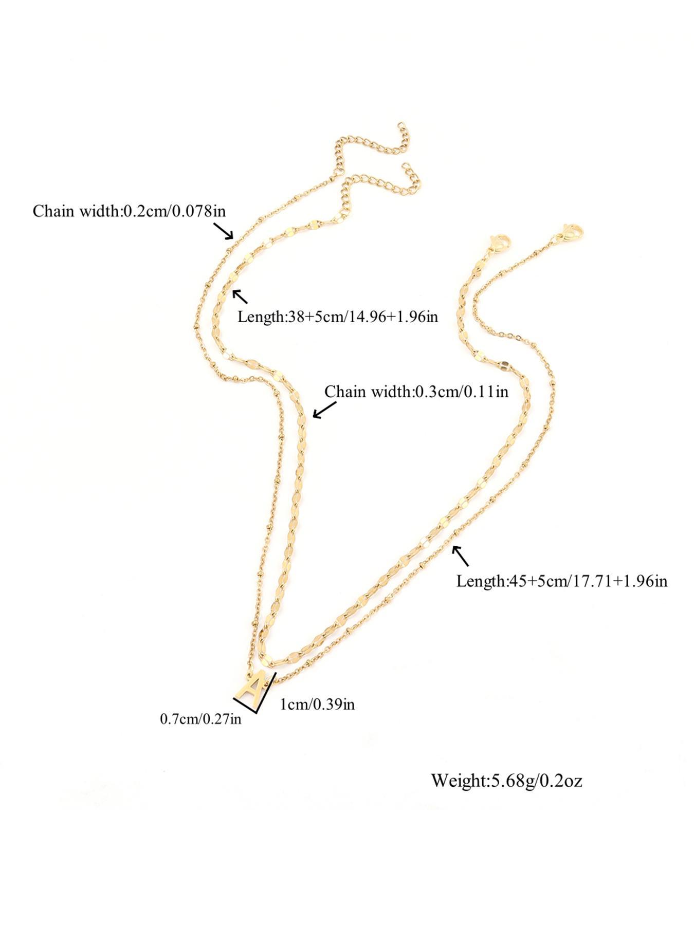 Simple Letter Detail Pendant Necklace & Chain Necklace Set, Necklace Initial, Fashion Jewelry for Party, Daily Decor, Trendy All-match & Exquisite Jewelry for Birthday Gift, Minimalist Necklace