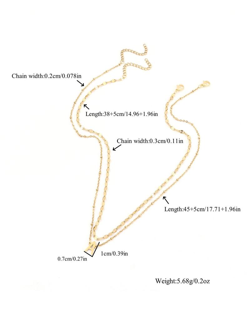 Simple Letter Detail Pendant Necklace & Chain Necklace Set, Fashion Jewelry for Party, Daily Decor, Trendy All-match & Exquisite Jewelry for Birthday Gift, Letters Necklace, Minimalist Necklace