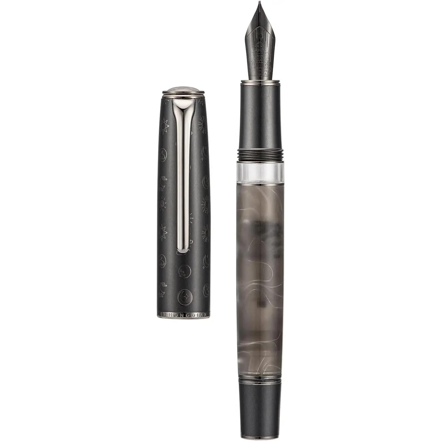 Hongdian N7 Gray   Fountain Pen, Iridium Extra Fine Nib Classic Pen Rabbot  Cap Top, Smooth Writing Pen with Metal Box