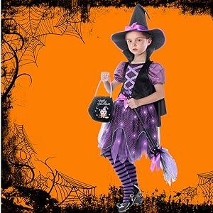 Sincere Party Girls Halloween Witch Costume,Deluxe Adorable Neon Colorful Witch Fancy Dress Up Costumes. Girls Ruffle Geometric Dress Sincere Party Girls Halloween Witch Costume,Deluxe Adorable Neon Colorful Witch Fancy Dress Up Costumes. Girls Ruffle Geometric Dress