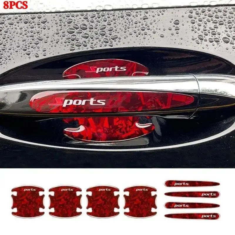 8-Piece Carbon Fiber Car Door Handle Protector Set - Anti-Scratch Door Bowl Stickers, Water Resistant Automobile Decals, Sticker Deco for Universal Vehicle Exterior Upgrade, Car Accessories Auto Parts, Car Exterior Upgrade