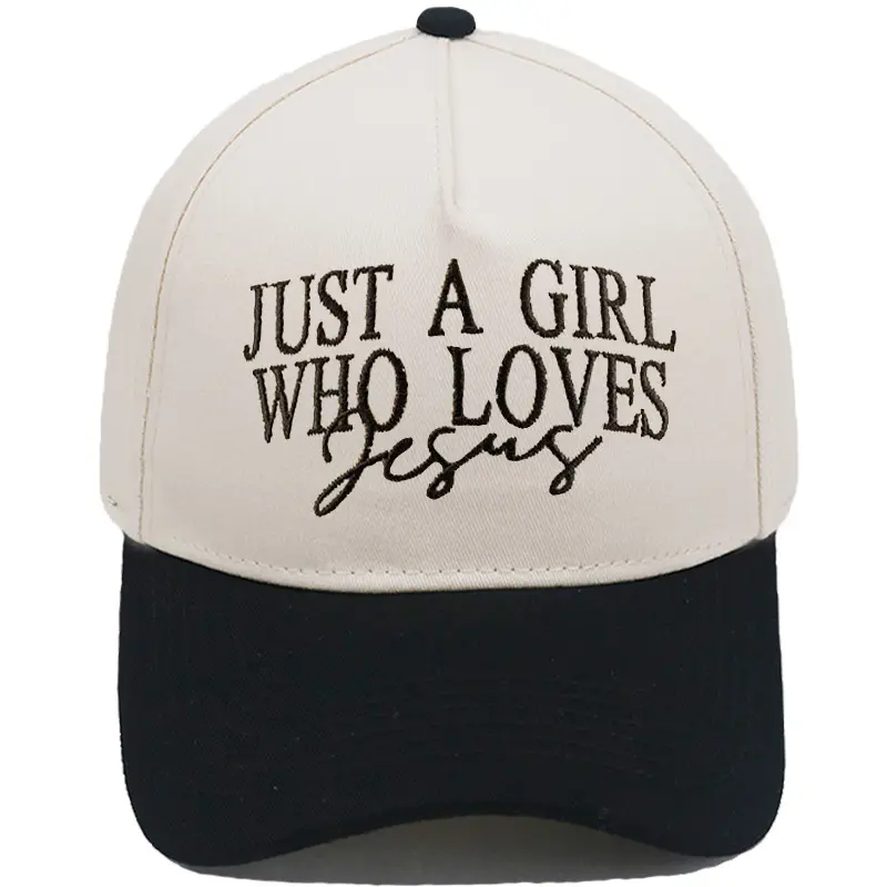 Women's Christian 2-Tone Cotton Baseball Cap - Cute, Durable, Breathable, Adjustable, with Chic Cursive Jesus Letters Embroidery, All Seasons Faith Gift for Weekend Casuals, Black