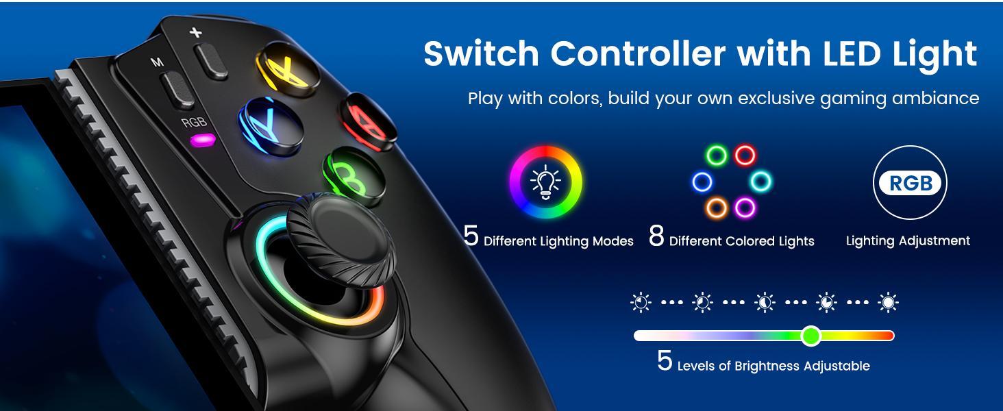 BEBONCOOL Switch/Switch2 Controller Compatible With Nintendo Switch 2/1/OLED With Hall Joystick LED, Wireless One-Piece Handheld Mobile Phone Controller for iPhone Android Support Xbox Cloud, Steam Link, GeForce Now