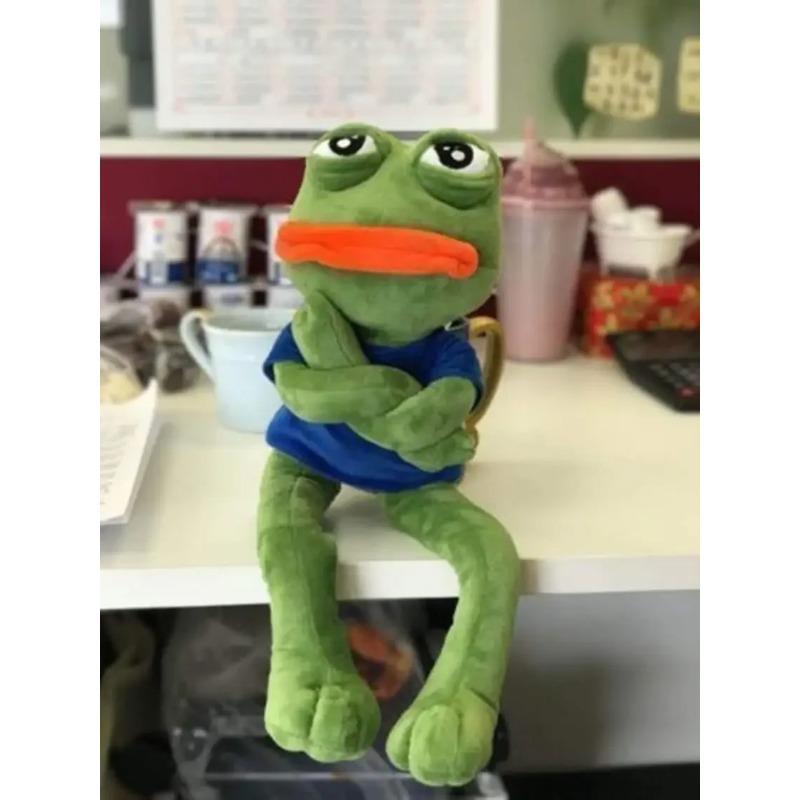 45cm Animal Sad Frog Plush Toy Soft Stuffed Pillow Magic Expression Pepe The Sad Frog Plush Doll Birthday GIfts For Girls Boys