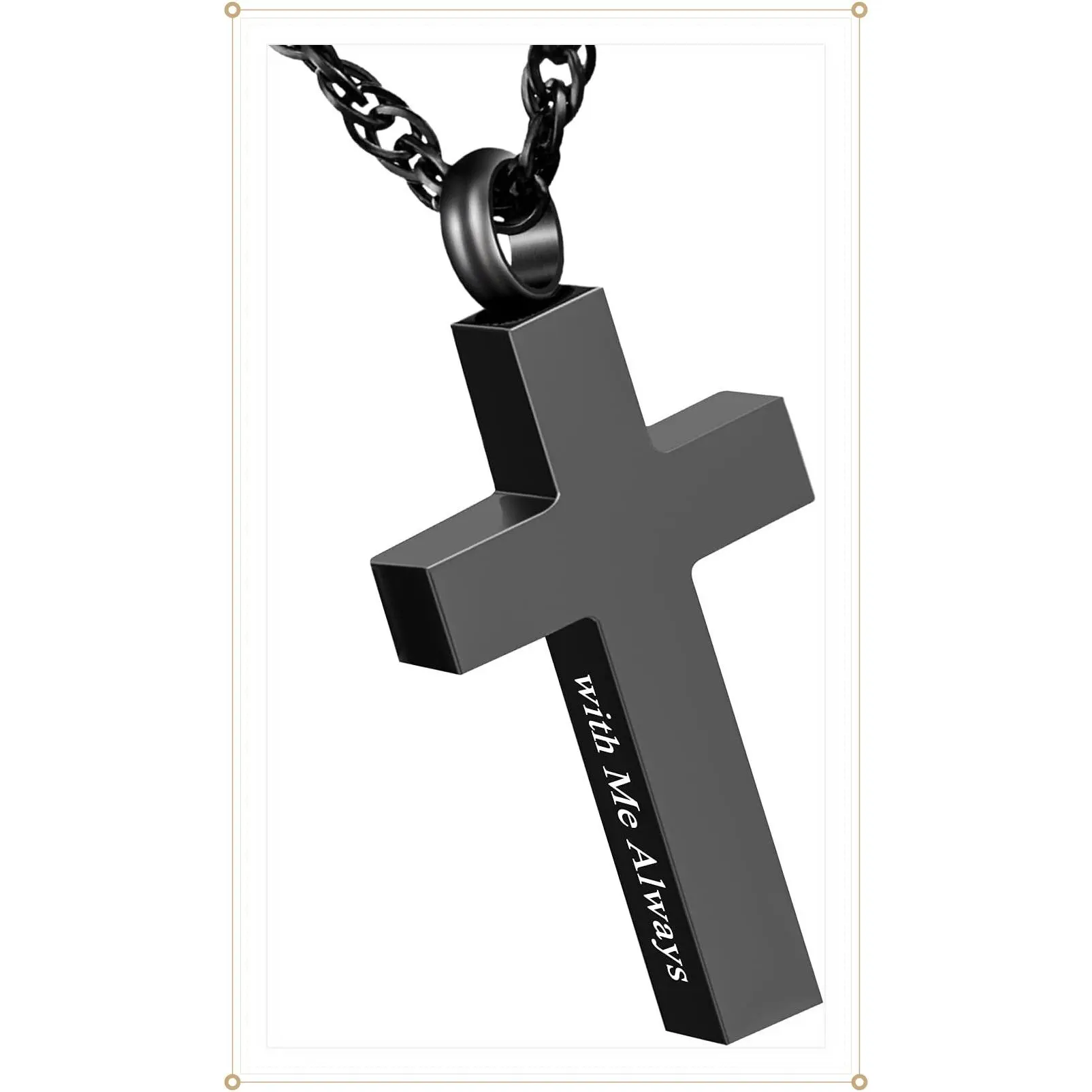 Cremation Cross Necklace for Ashes Stainless Steel Cross Urn Pendant Ashes Holder Memorial Jewelry-With Me AlwaysGift