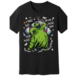 Men's I' the Boogie for Man Nightmare Christmas T-Shirt - Oogie Boogie Graphic Short Sleeve Crew Neck Tee, Regular Fit Slight Stretch Casual Shirt Suitable for Themed Parties & Casual Attire, Machine Washable Apparel