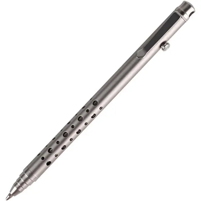 Titanium Slim Bolt Action Pen, Gray | Refillable Titanium Pen with Parker Compatible Refill for Office Writing, Journaling, Signatures, and Everyday Carry.