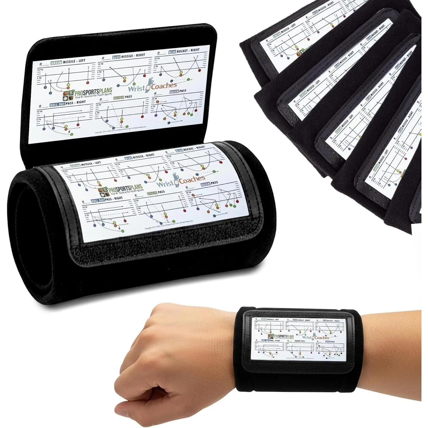 Football Play Wristbands - Youth Quarterback Gear Wristband Playbook - Softball Wristbands for Signs