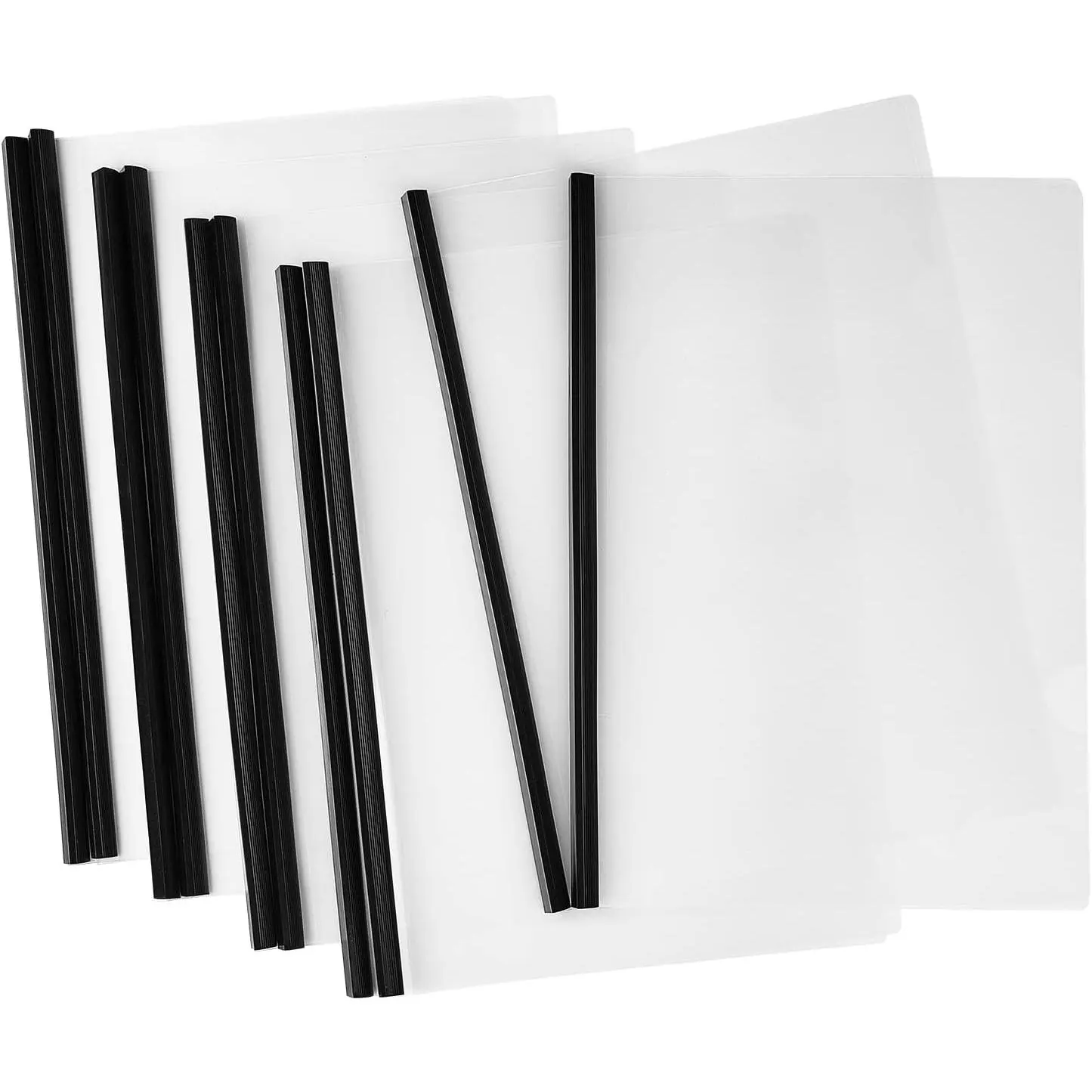 Clear Report Covers with Sliding Bar, 10 count, Black | Plastic Binder Paper Protector, Report Folders with Clear Cover, For Resume Portfolio Presentation File Documents