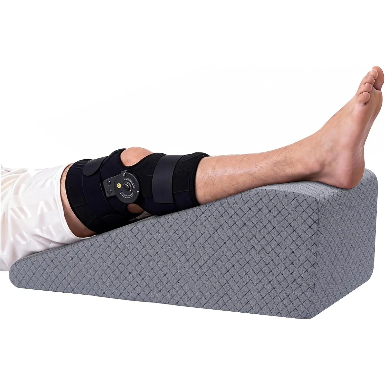 Leg Elevation Pillow for After Surgery, Knee & Recover, Wedge Pillow for Knee, Hip, Ankle, Home Recovery Equipment (Grey, 27in*11.6in*9in)
