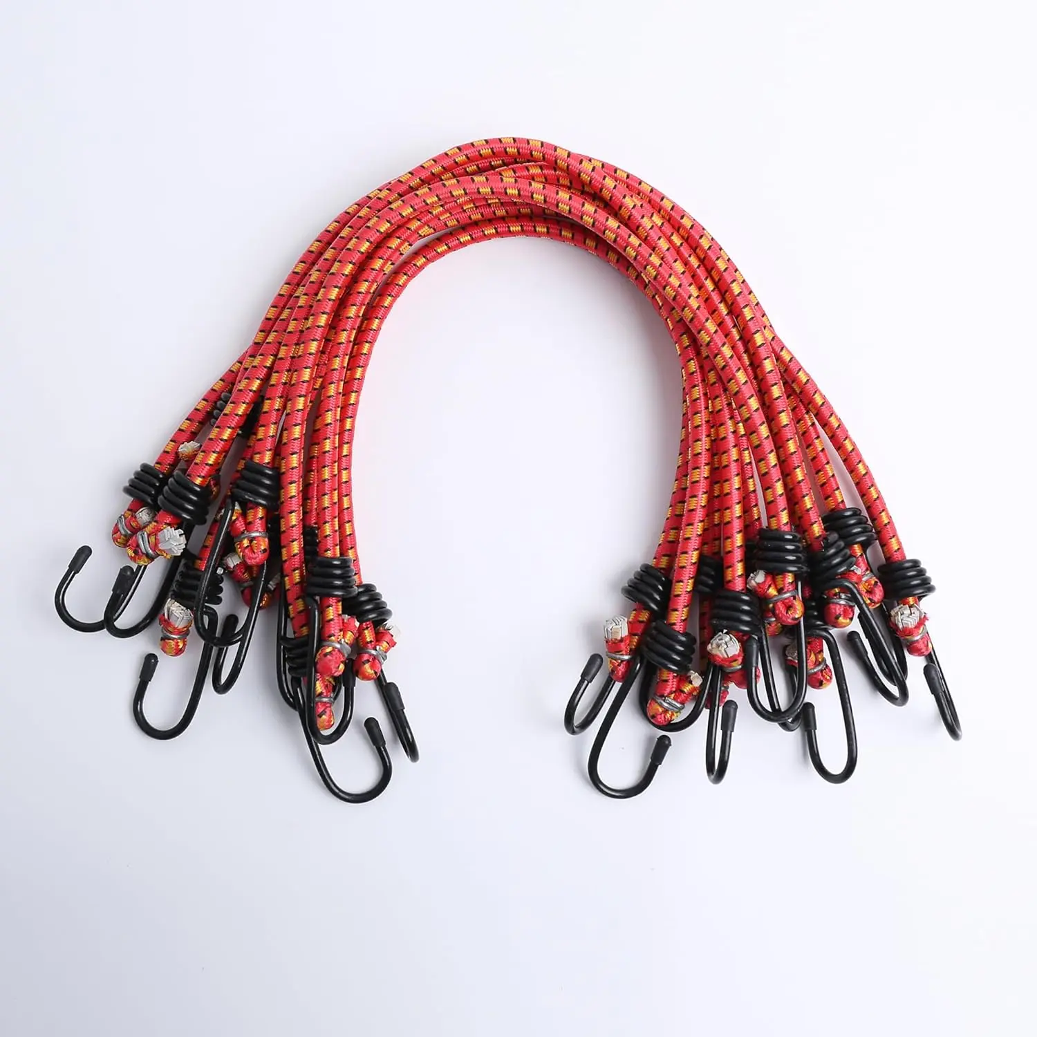 24" Elastic Bungee Cords with Hooks Bungee Cords Heavy Duty Outdoor, Bungie Cord Bundle  with Metal Hook, Bungee Straps for Garage Storage,Kayaking, Camping(10pcs,24inch)