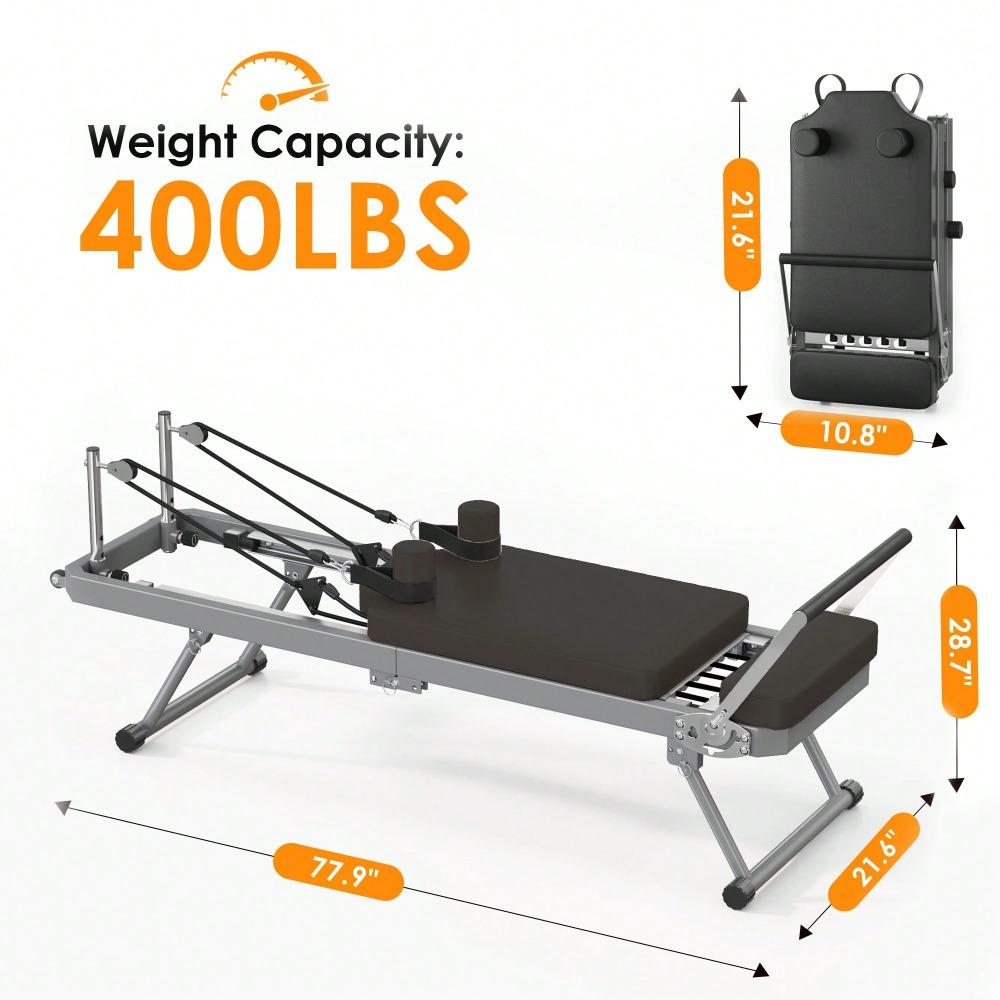 Pilates Reformer Machine, Indoor Pilates Reformer With High Strength Alloy Springs, Foldable Pilates Reformer For Home Gym