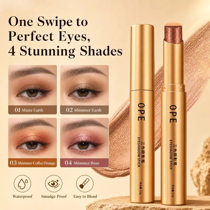 Korean Sheer Vibe Shimmer Eyeshadow Stick, creamy portable daily eye cosmetic for students