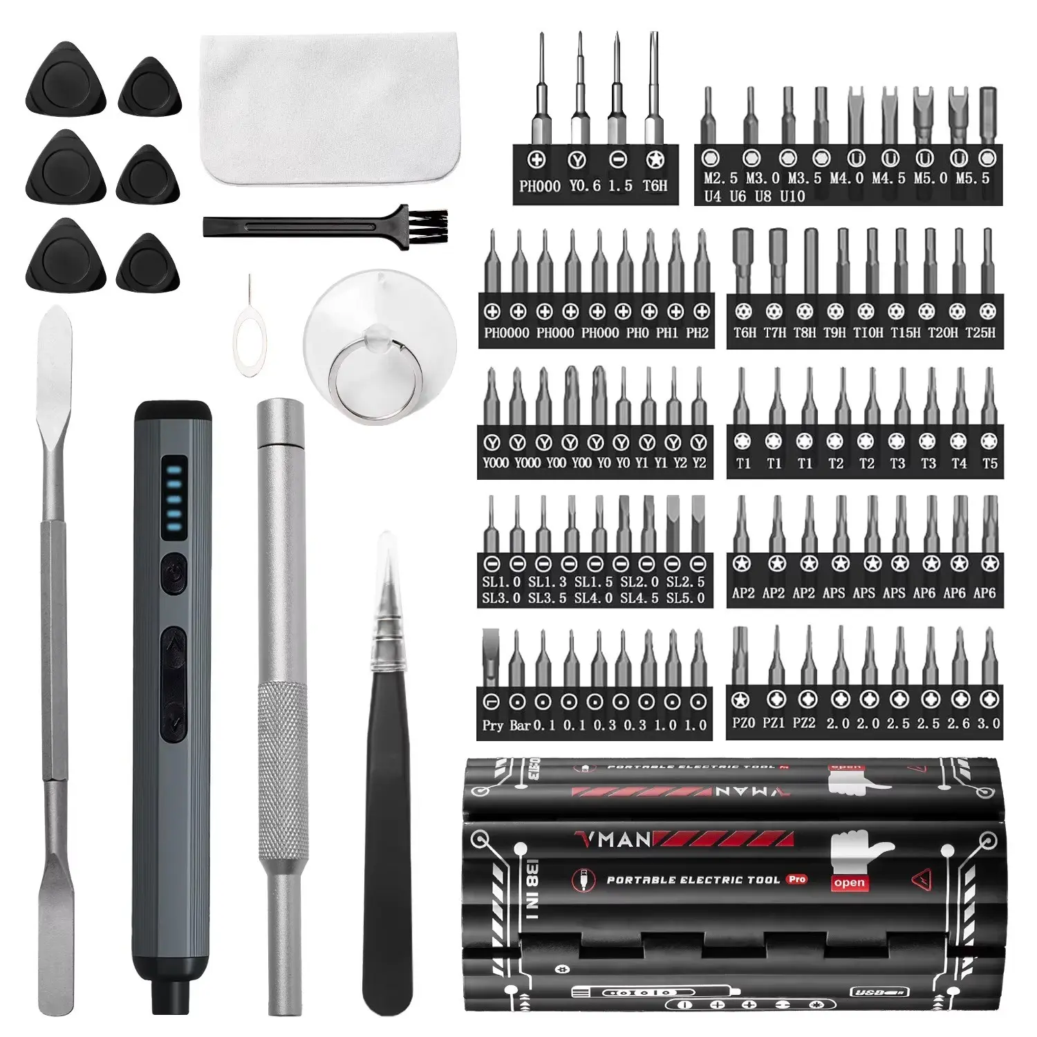 Electric Screwdriver Set, Rechargeable Screwdriver, 138-In-1 Precision Electric Screwdriver, High Torque with LED Light, Magnetic Bits, Portable Case, Repair Tools