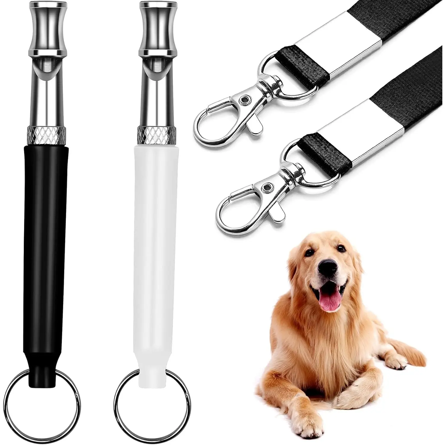 2 PCS Dog Whistle, Dog Whistle to Stop Barking Neighbors Dog, Adjustable Ultrasonic Silent Dog Whistle, Professional Recall Dog Training Whistles, with Lanyard