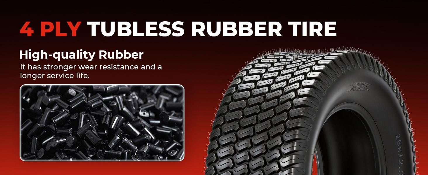 MOTOOS 15x6.00-6 Lawn Mower Turf Tires (Set of 2), 4 Ply Turf S Pattern 15x6x6 Tubeless Tires for Lawn & Garden Riding Mower Tractor Golf Cart Utility Vehicles