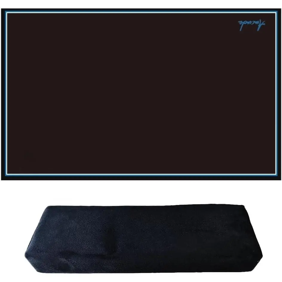 Drum Rug with Bass Drum Stopper, Drum Set Floor Mat, 4x6ft Electric Bass Drum Kit Pedal Carpet, Tightly Woven Fabric, Soundproof TPR Grip Bottom Accessories for Man, Apartment, Garage, Black.