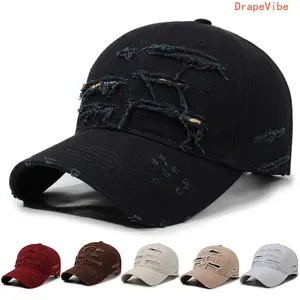 Ripped Vintage Washed Deep Crown Baseball Cap, Face Flattering Hip Hop Style Hat For Daily Casual Outfit Matching
