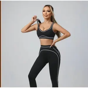 Women's Summer Yoga 2 Piece Set Glute Enhancing Sports Tank top High Wsisted Leggings 5 Color  s
