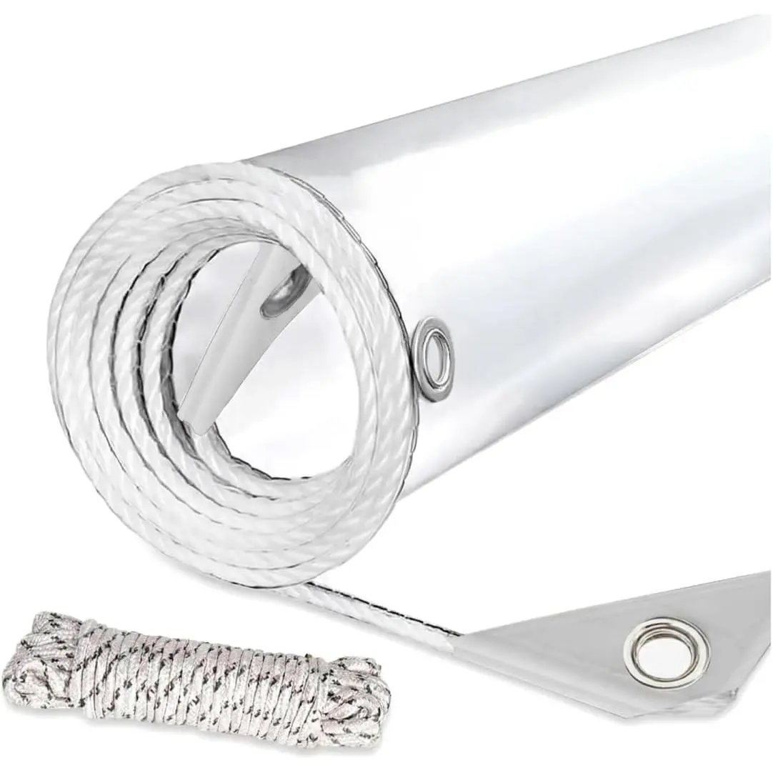 Clear Tarp Heavy Duty , 14 Mil Thick PVC Vinyl Tarp with Grommets, Transparent Tarpaulin for Patio, Greenhouse, Porch Enclosure, and Outdoor Cover(3' x 5')
