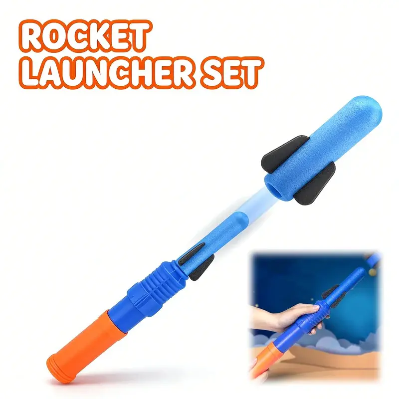 Hand-Propelled Rocket Launcher Toy Set Foam Rocket Children Outdoor Funny Summer Garden Game Birthday Gift Party Discount