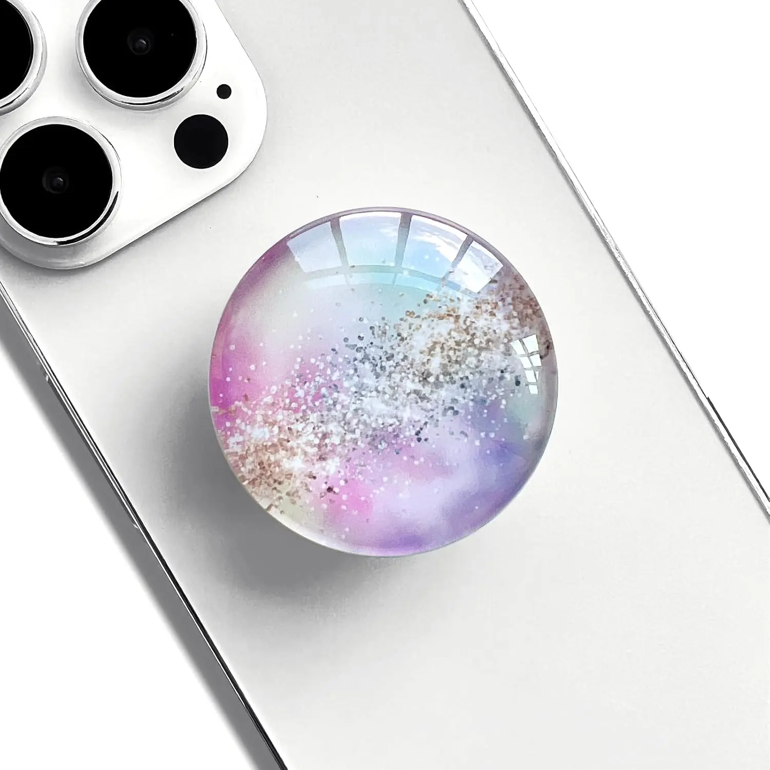 Clear  Glitter Collapsible Expanding Moblile Cell Phone Grip Stand Holder for Smartphones and Tablets Phone Accessory(Colorful Glitter)