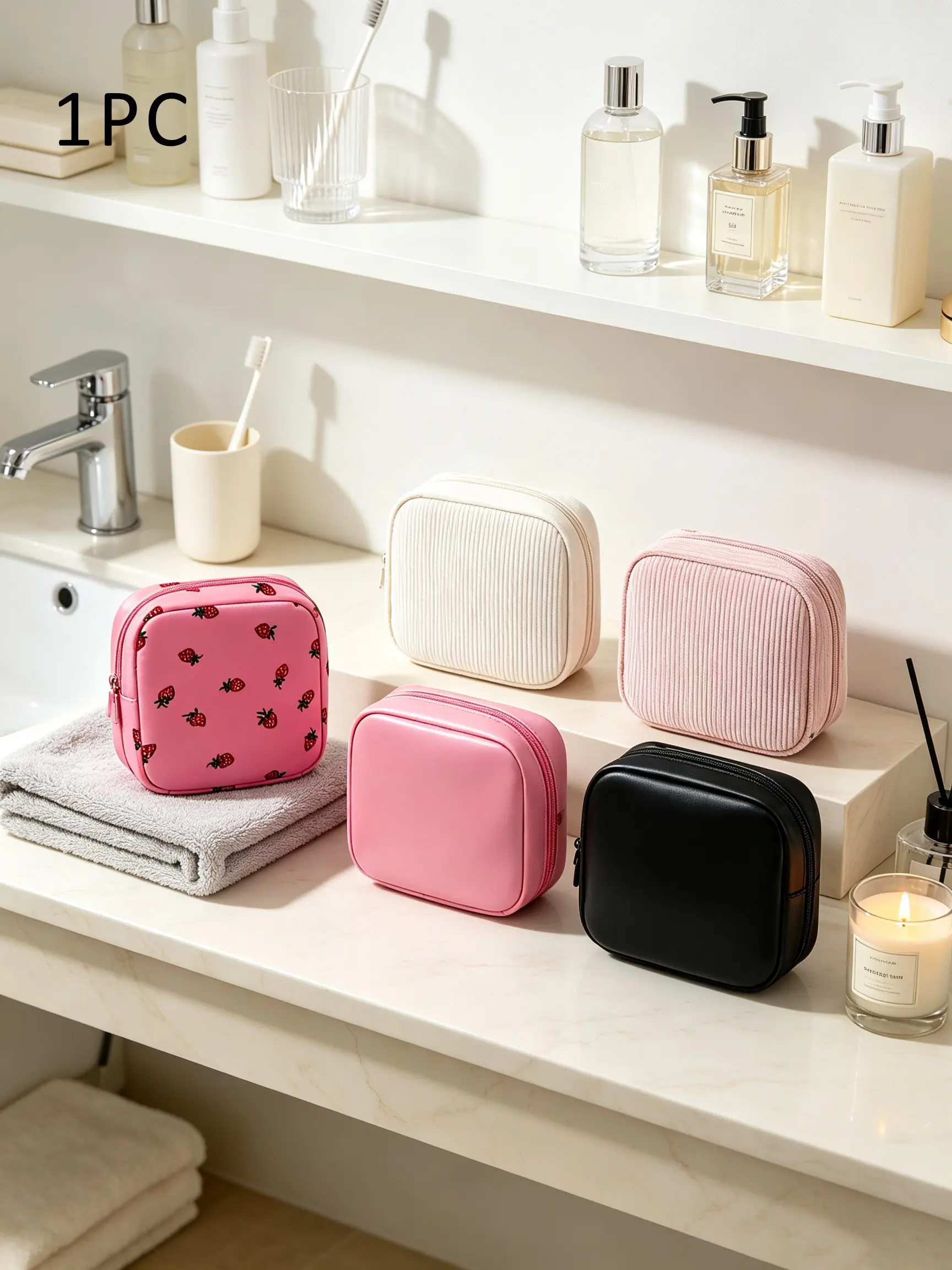 Portable Sanitary Pad Storage Bag, Lightweight Organizational Pouch, Travel Cosmetics Organizer, Women's Products, Polyester Material