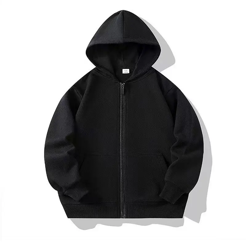 New Autumn Winter Unisex Kids Hoodie, loose casual zip-up sweatshirt jacket with fleece lining. Solid color warm outerwear for boys and girls, comfy daily top suitable for indoor wear, casual outings and all kinds of outdoor activities in cold autumn