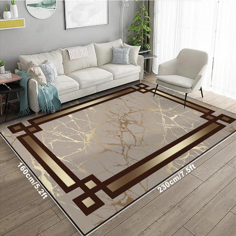 Marble Pattern Floor Mat, Non-slip Soft Decorative Modern Area Rug, Fashionable Home Decor Carpet for Living Room & Bedroom
