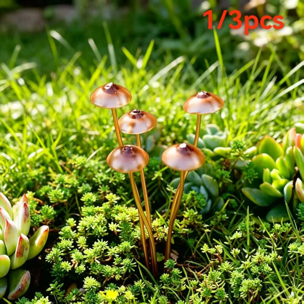 New Arrival Realistic Small Mushroom Miniature Decorative Sculpture, Attractive Metal Mushroom Statue for Bonsai, Ideal Holiday Gift