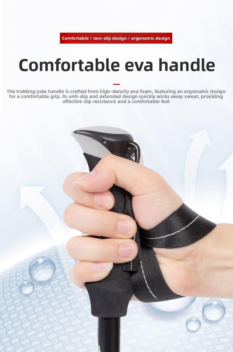 Aluminum alloy folding trekking pole, ultra-light and ultra-short, telescopic outdoor walking stick for hiking and climbing, 5-section walking pole