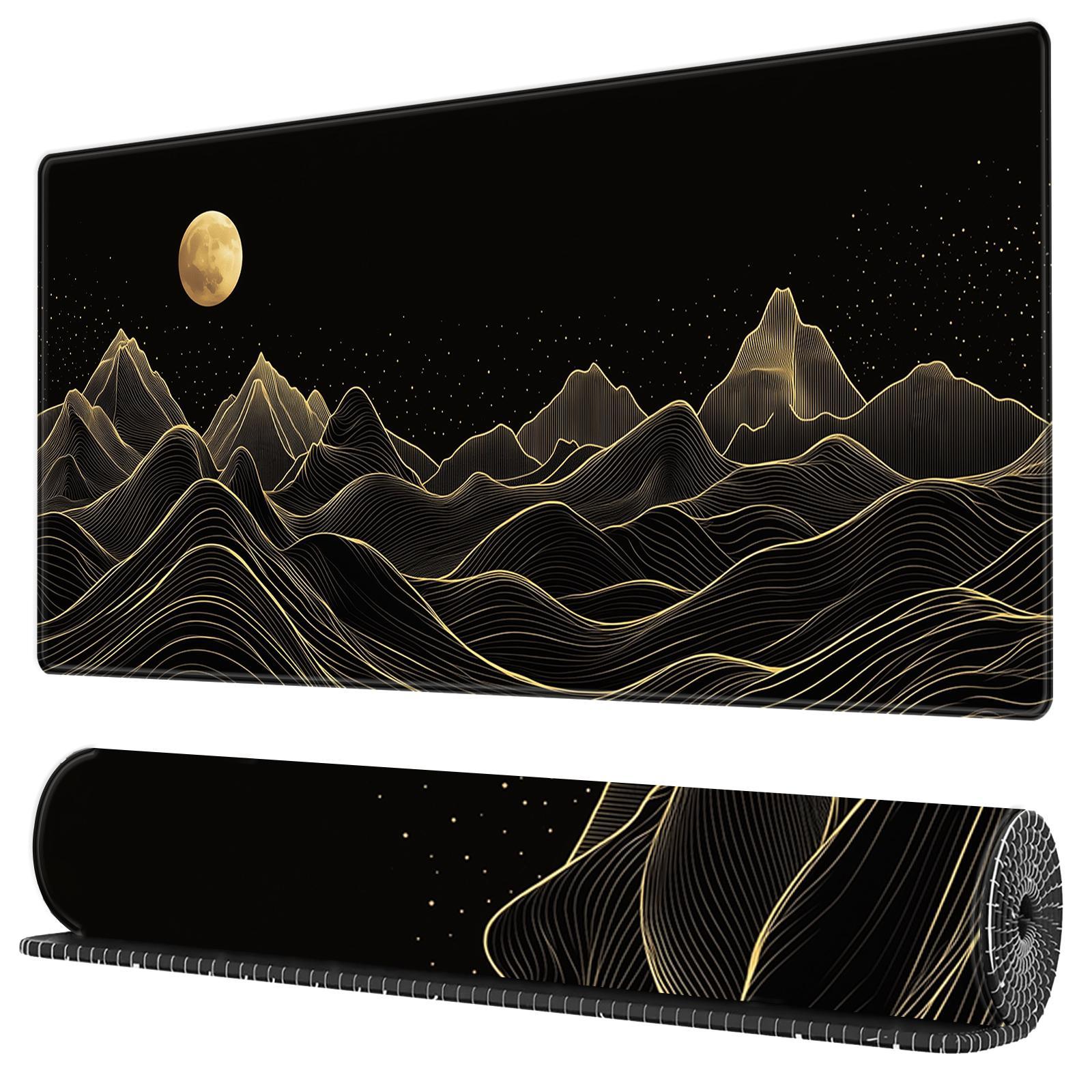 Mountain Pattern Mouse Pad, 1 Count Large Stable Rubber Base Mouse Pad with Stitched Edges, Keyboard Mouse Mat Desk Pad for Work, Game, Office, Home