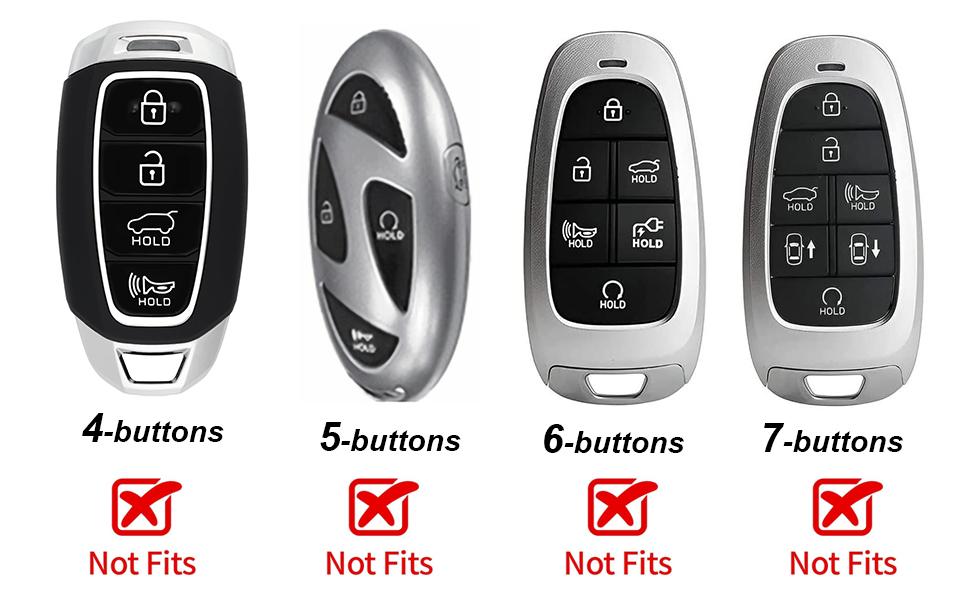 for Hyundai Key Fob Cover with Keychain, Premium TPU Key Case Shell for 2024 2023 2022 Hyundai Sonata, Tucson, Santa Cruz, Remote Smart Car Key Fob Protector（5 Buttons Black）