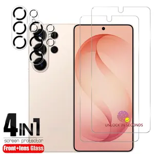 2-Pack Fingerprint Unlock Tempered Glass Film, 3D Curved Lens Protection for Samsung Galaxy S26/s25/s24 Ultra, Full Coverage, Scratch-Resistant, Shockproof