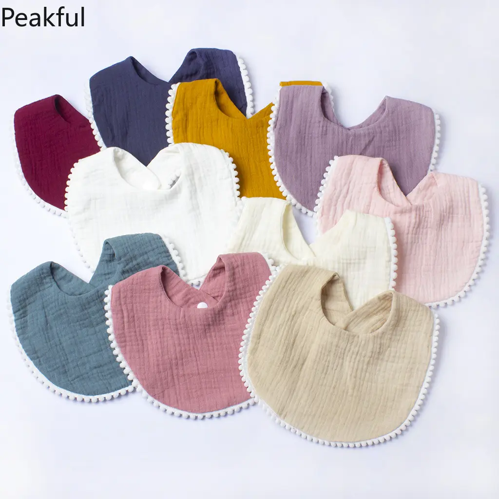 2-Packs Ruffle Scalloped Bibs , Soft Cotton Muslin Drool Bibs with Adjustable Snap Buttons, Cute Kitten Paw & Polka Dot Design, Highly Absorbent Teething & Feeding Essential 0-36 Months