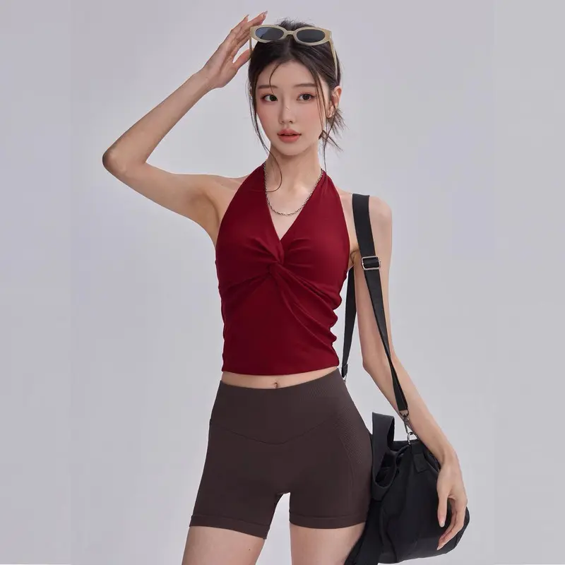 Women's Sports Bra With Removable Padded Shockproof Halter Neck Tube Top Can Be Worn Outside For Yoga Pilates Training Fitness Daily Wear