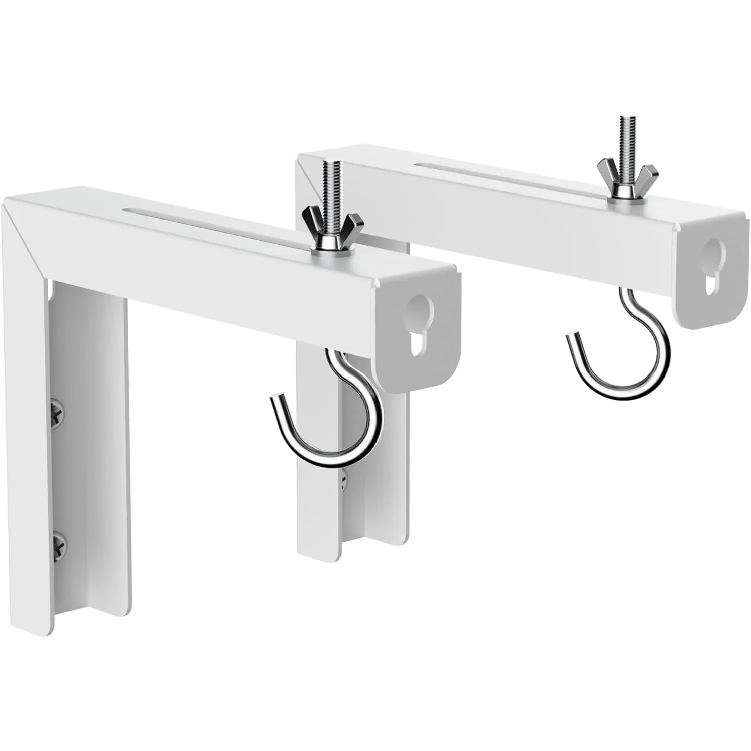 Projector Screen Wall Mount L-Brackets Wall  Mount 6 inch Adjustable Extension Mounting Hooks for Projection Screen up to 66 lbs, 30 kg Capacity Each, PRL001, White (1 Pair)