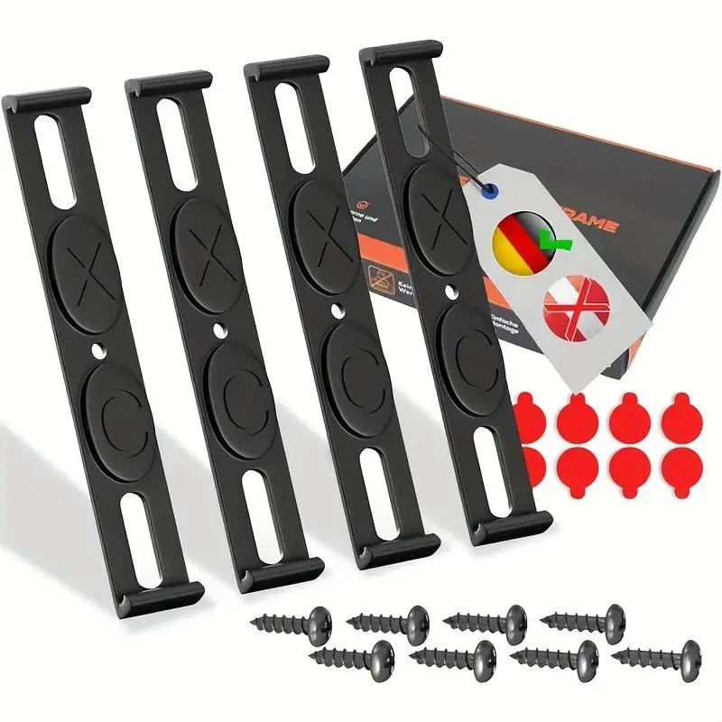 4 Sets Eu Standard License Plate Brackets, 520x110mm Universal Mount, Waterproof Shockproof, Easy Installation, Includes Screws and Stickers