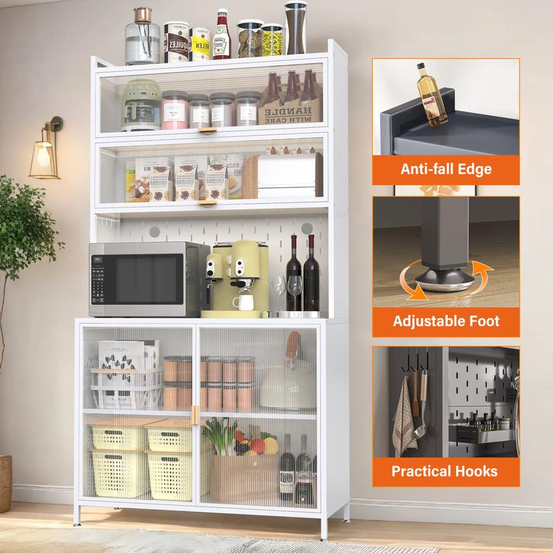 73" Tall 6-Tier Kitchen Pantry Cabinet with Flip Door, Adjustable Shelves & Anti-Tip Design - Versatile Storage for Kitchen, Living Room, Office