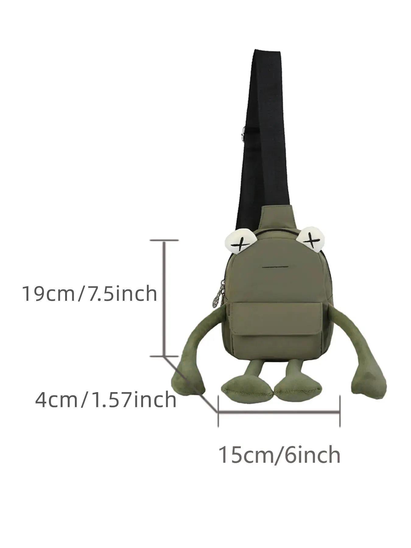 Women's Cute Cartoon Frog Design Chest Pack, Casual Novelty Crossbody Fanny Pack, Fashionable Zipper Sling Pack for Daily Use, Versatile Bag, Lightweight Crossbody Bag, Crossbody Purse
