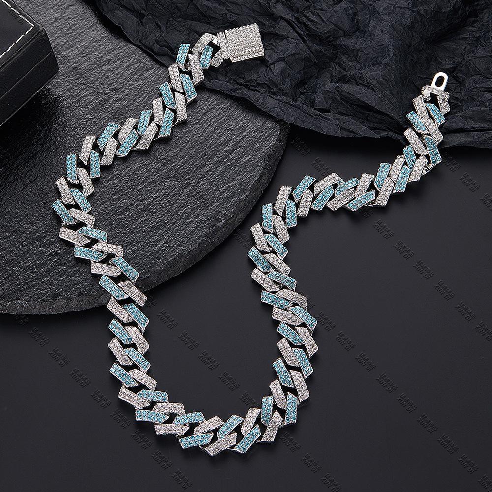 Classic Fashion Trend Men's Necklace 15mm Exaggerated Diamond Geometric Trendy Hip-hop Jewelry Large Gold Chain
