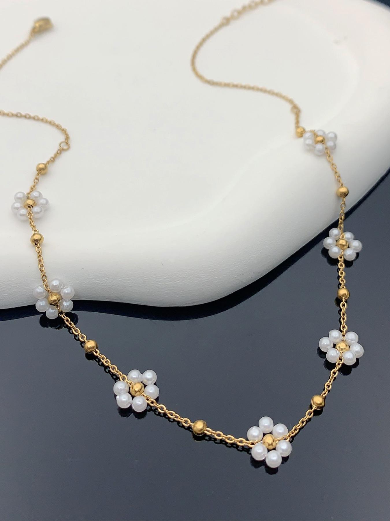 Boho Style Flower Decor Necklace, Clavicle Chain Necklace, Casual Versatile Fashion Accessories for Women, Minimalist Cute Jewelry Gift, Goddess Necklace, Clavicular Necklace, Collarbone Chain