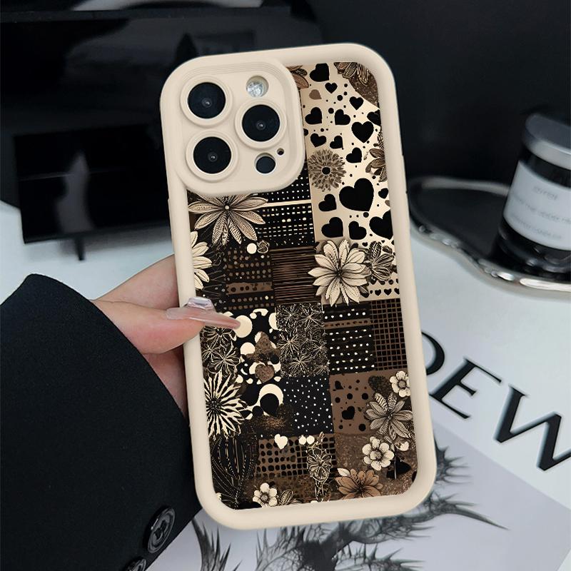 Case for iPhone 16 Pro Max 15 Plus 16E 14 13 12 11 XS XR Floral Patchwork Advanced fashion gift Pocket-Friendly Shockproof Silicone Protective Softcase