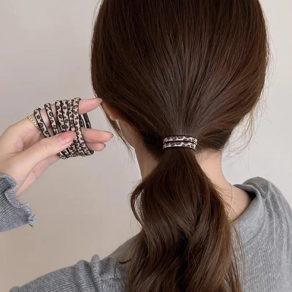Fashion Leopard Print Hair Ties, High Elastic Ponytail Scrunchies, Trendy Daily Hair Accessories For Women, Animals, One Size